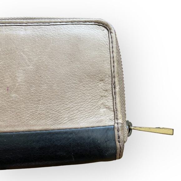 Fossil Multi Color Leather Suede Metallic Patchwork Zip Around Bifold Tab Wallet - Picture 4 of 8